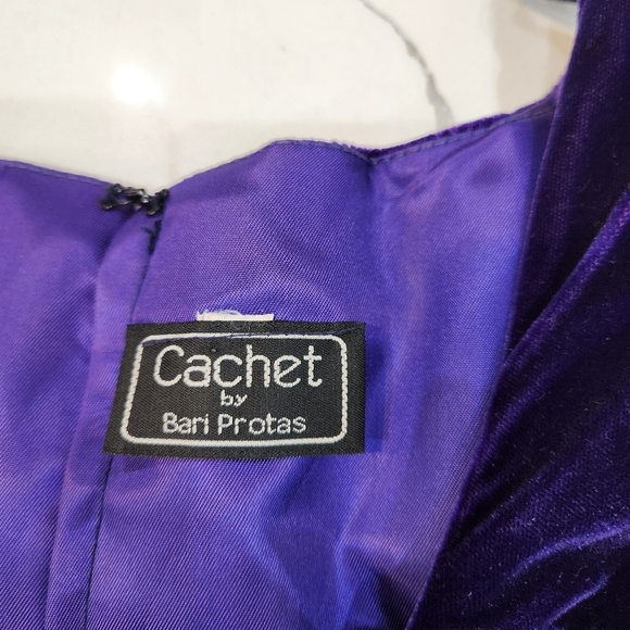 Cachet By Bari Protas Vintage Velvet Dress Purple With Shoulder Pads - Picture 10 of 10